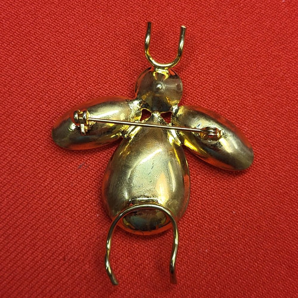 VTG Bee Brooch Lucite Citrine Topaz Orange Golden Yellow Faceted Large Insect Cr - Picture 3 of 12